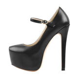 Onlymaker Women Mary Jane Platform Pumps Ankle Strap Stiletto 15~16cm High Heels Dress Buckle Shoes Large Size