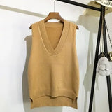 V-neck knitted vest women's sweater autumn and winter new Korean loose wild sweater vest sleeveless sweater