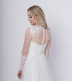 long sleeve lace Appliques jacket Scoop wedding Coat bridal bolero wrap White Lace Bride