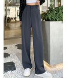 Wide Leg Pants Female Spring And Summer New Style High Waist Hanging Feeling Design Sense Shows Thin Straight Tube Small White Suit Mop The Floor Pants-Outfit
