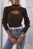 Women's Spring Autumn Outfit Sets Solid Color High Neck Long Sleeve Short Knitwear Ribbed Sling Vest Shirt 2pcs Knitted