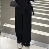 Net Red Spring And Autumn Suit Suit Pink Set Slim Slimming Broad Leg Trousers Suit Suit Jacket