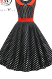 Polka Dot Printed Vintage Dress Women Summer Y2K Retro 50s 60s Pin Up Rockabilly Party Dress Robe