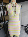 Style Knitted Dress Chic Women Summer Sexy Backless Deep V-neck Halter Dress Y2K Streetwear Vacation Casual