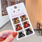 New Women Girls Vintage Elegant Leopard Small Acrylic Hair Claws Geometric Hair Clips Headband Fashion Hair