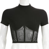 SUCHCUTE Cropped Tops Black Basic Women Clothes2019 Summer Short Sleeve Feminino Casual Cotton