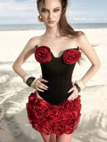 New Red Brao Floral Dress Set Stylish Warm Party
