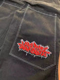 Dress Baggy Jeans Y2K Hip Hop Pocket Letter Retro Black Jeans Men's High Waist Wide Legs