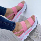 Zingj Summer New Large Size Women's Shoes Wide A Word With Sweet Wind Platform Sandals- Outfit