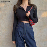 Cardigans Women Knitted Crop Sweater Top Casual Short Cardigan Female Korean Style Black Cute Knit Sweaters Vintage