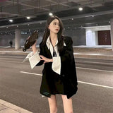 Set Women Autumn Spring Korean Style Suit Jacket + French Skirt Fashion Two-piece Suit Women Suit High Street Blazer