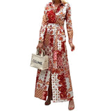 Spot Spring 2025 New Women's Fashion Print Bohemian Long Shirt