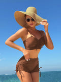 2024 New Solid Color Split Conservative Flat-Angle Trouser Trouser Trouser Side Trouser Swimsuit Swimsuit
