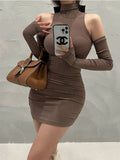 Women's Mini Dress Sleeveless Pleated Tight Dress High Neck Lace Up Autumn Black Tight Elastic Party Tank Top