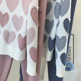 Women Sweater 2 Piece Sets Chic Knit Embroidery Bead Heartshape Pullovers Top + Spring Harem Pants Sport Tracksuits