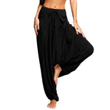 Women Fashion Trousers Harem Drop Crotch Baggy Wide Leg Hippy Boho Loose Lady Solid Plus Size Full Length yoga