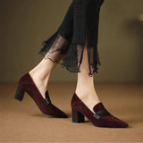 Loafers Women Thick Heel High Heels Work Shoes Women Black British Wind Small Leather Shoes Single Shoes Women Spring And Autumn Women's