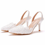 Cm Light-Mouthed Pointed Sandals White Lace Fine Sandals Size Wedding Shoes Wedding Shoes Wedding Dress Wedding