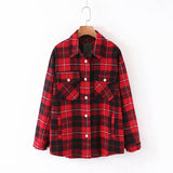 Vintage Blue Plaid Long Coat Jacket Pocket Casual Warm Overcoat Fashion Outwear Fall 2020 Women