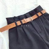Office Lady 2022 Spring Women Shorts Solid Suits Shorts With Sashes Female With Pockets Casual Shorts Korean