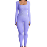 Women Sport Yoga Fitness Jumpsuit Sexy Long sleeves Vest Bodysuit Slim Casual Bodysuit Female One Piece Jumpsuit and