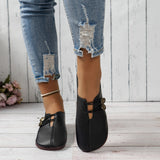 Summer New Soft Leather Flat Soles Women's Round Head Shallow One-Foot Pedal Large Women's