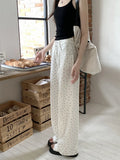 Zingj Design Sense Wave Dot Straight Leg Jeans Female Spring And Summer Vintage Pleated High Waist Mop The Floor Pants Wide Leg Pants
