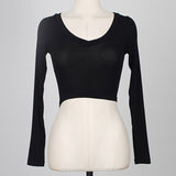 Five Colors Pink Autumn New Top Women's Korean V-neck Sexy Long Sleeve T-shirt Tight Bottoming Summer Big Bust