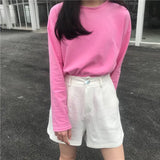 Women Summer 2020 New High Waist Casual Women's Loose Trendy All-match Simple Daily Elegant Lovely Solid Female