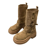 Red Retro Pine Cake Thick Bottom Martin Boots English Wind Legs Fine Women 2025 New Fashion Thin Increase Single
