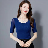 Half Sleeve Women's Korean Casual Blusas Femininas O-Neck Blouse Summer Shirts 2021 Women Blouses Shirt Plus Size