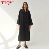 Elegant Pink Midi Dress Lady Fashion Chic Lace-up Long Sleeve Casual Dress Vintage Loose Classic Dresses For Women