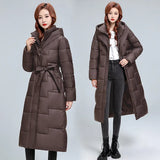 Large Size 2024 Winter Women Thickened Over The Knee Long Cotton-Padded Clothes Female Waist Slim Show Thin Senior Sense Coat-Outfit