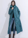 Down Jacket Female Long Style 2024 Winter New Fashion Thickened Retro Literature And Art National Wind Large Size Over The Knee Mother Coat-Outfit