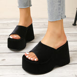 Bottom Slope With One-Word Slippers Female High And Solid Cloth Beach Cool