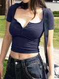 Solid Color Short Sleeve Tee- Outfit