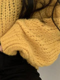 Cutout Lantern Sleeve Baggy Sweater-Outfit
