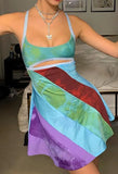 Y2K Patchwork Striped Cutout Mini