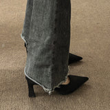 High Heels Women's Velvet Soft Soles Standing Not Tired Feet Flight Attendant Commuting Professional Black Work Shoes Single