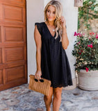 Dress Lace Jacquard Hollow Pocket