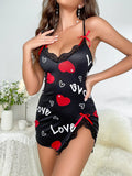 V-Neck Condole Dress Outlet Back Sleeping Dress Halter Love Print Home
