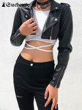 SUCHCUTE PU Leather Coats For Women Jacket With Zipper Casaco Feminino Korean Style Modis Black Autumn 2019 Harajuku Coat