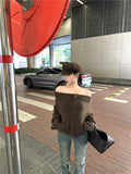 Off-Shoulder Zipper Knitted Jacket- Outfit