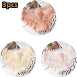 new thread cotton Japanese bow women's underwear solid color breathable waist size girls briefs plus