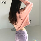 No Hat Hoodies Women Sweet Student Baggy Ulzzang Female Harajuku Streetwear All-match Vintage Elegant Cropped Cozy