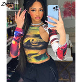 Fall Hollow Out Graphic T Shirts For Women Fashion 2022 Long Sleeve Y2K Crop Tops Ladies Color Casual Print Tee