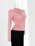 Zingj A Half-High Neck And Long-Sleeved Bottom Top With A High Stretch