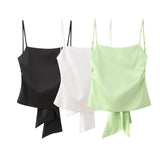 Spring Style Silk Satin Blouse With Bow On The Back
