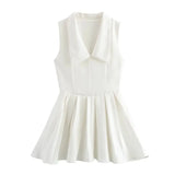 Folds Lead Short Dress 2025 Summer Temperament Sleeveless Vest Style A-Word Repair