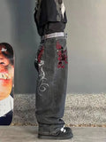 Loose Embroidery Straight Tube Hip Hop Jeans Hiphop